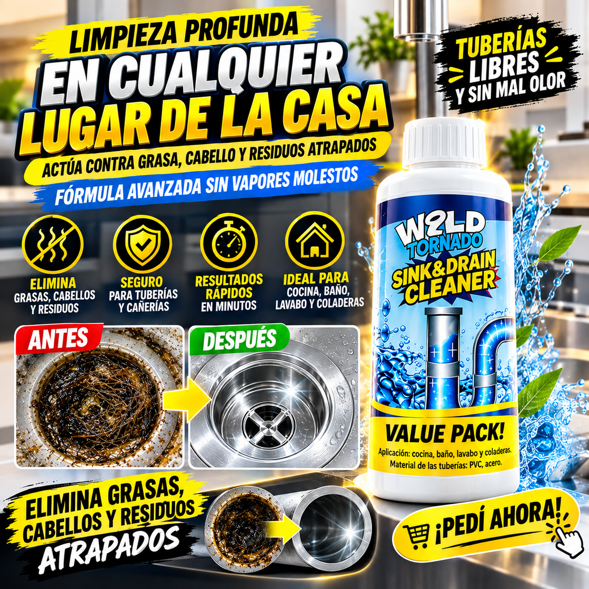 Destapador Profesional de Cañerías Wild Tornado®